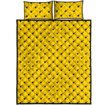 Yellow And Black Dart Pattern Print Quilt Bed Set