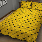 Yellow And Black Dart Pattern Print Quilt Bed Set