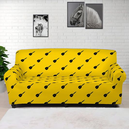 Yellow And Black Dart Pattern Print Sofa Cover