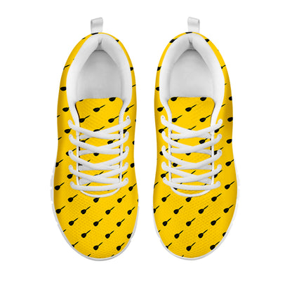 Yellow And Black Dart Pattern Print White Sneakers