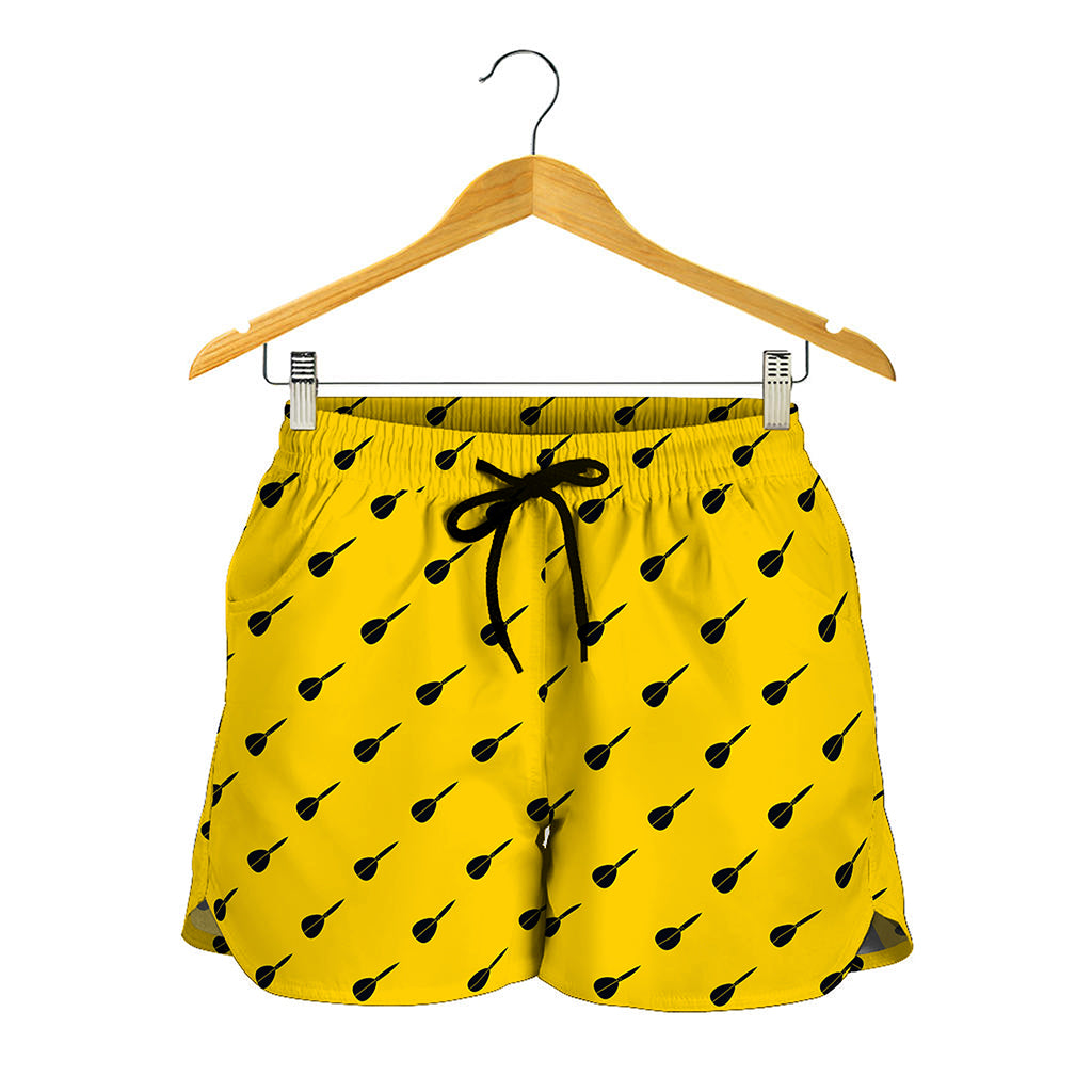 Yellow And Black Dart Pattern Print Women's Shorts