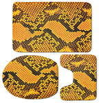 Yellow And Black Snakeskin Print 3 Piece Bath Mat Set