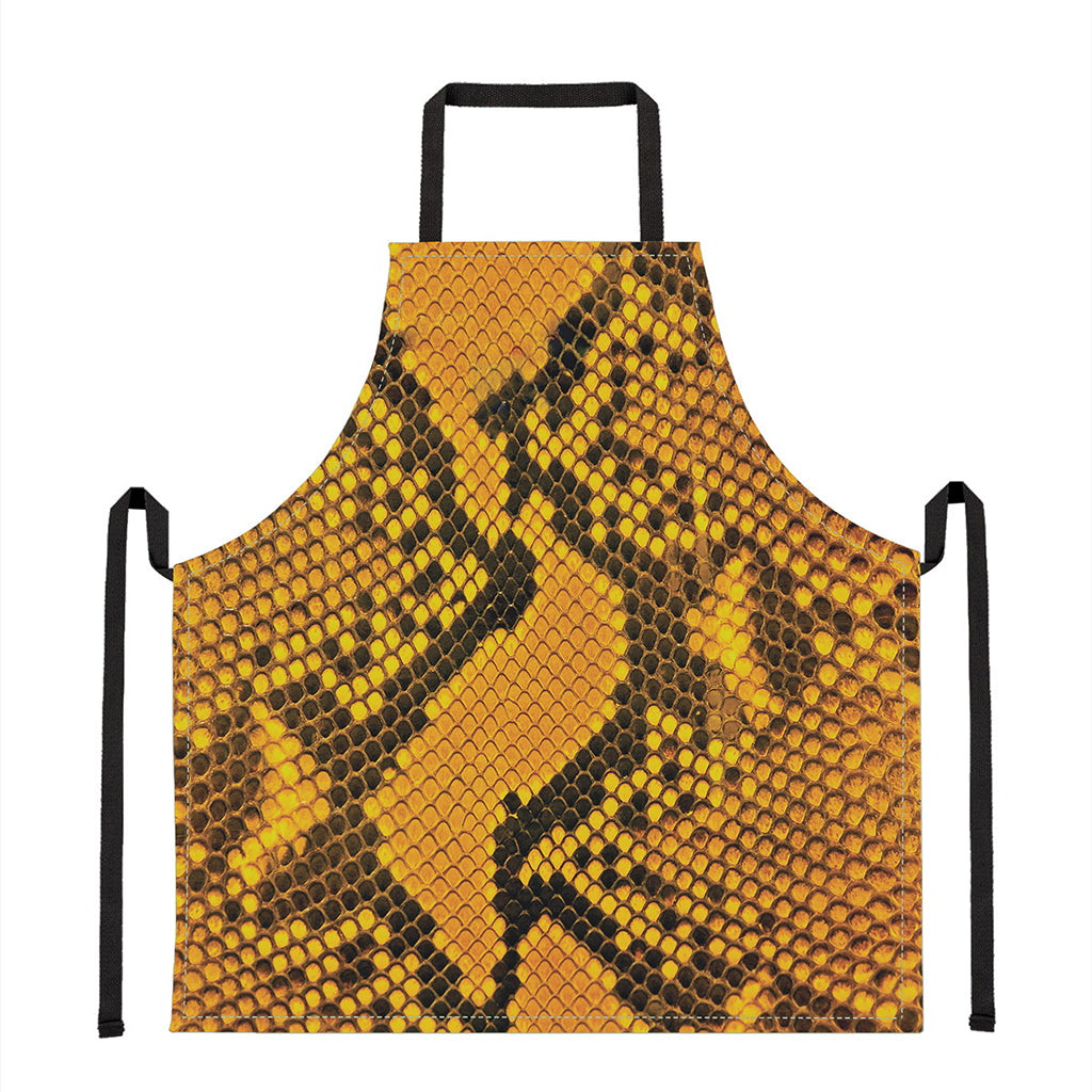 Yellow And Black Snakeskin Print Apron