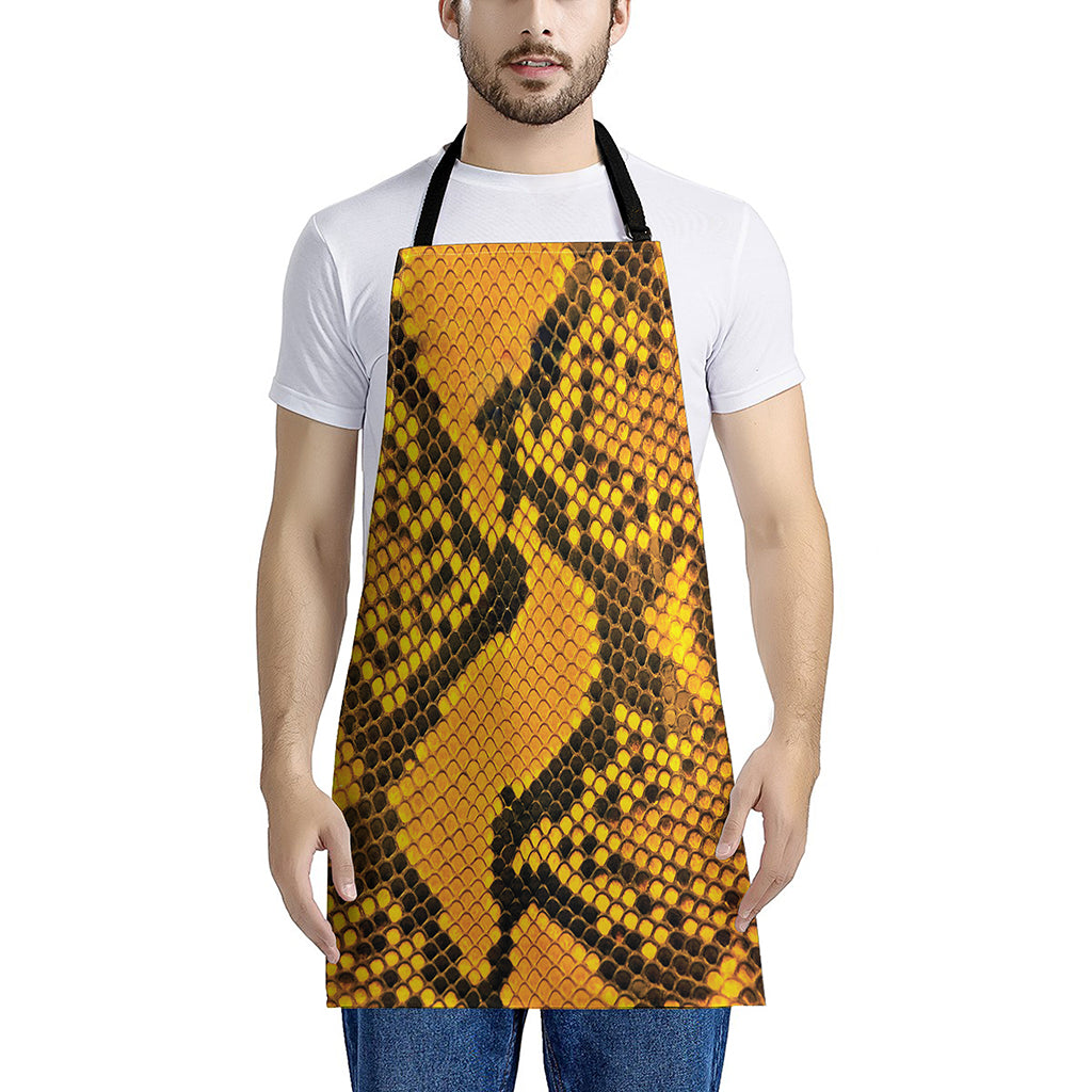 Yellow And Black Snakeskin Print Apron