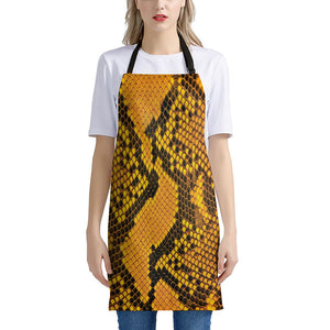 Yellow And Black Snakeskin Print Apron