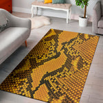 Yellow And Black Snakeskin Print Area Rug