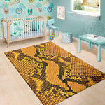 Yellow And Black Snakeskin Print Area Rug