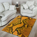 Yellow And Black Snakeskin Print Area Rug