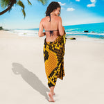 Yellow And Black Snakeskin Print Beach Sarong Wrap