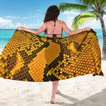 Yellow And Black Snakeskin Print Beach Sarong Wrap