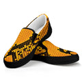 Yellow And Black Snakeskin Print Black Slip On Sneakers