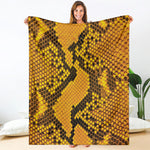 Yellow And Black Snakeskin Print Blanket