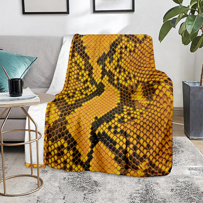 Yellow And Black Snakeskin Print Blanket