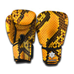 Yellow And Black Snakeskin Print Boxing Gloves