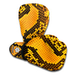 Yellow And Black Snakeskin Print Boxing Gloves
