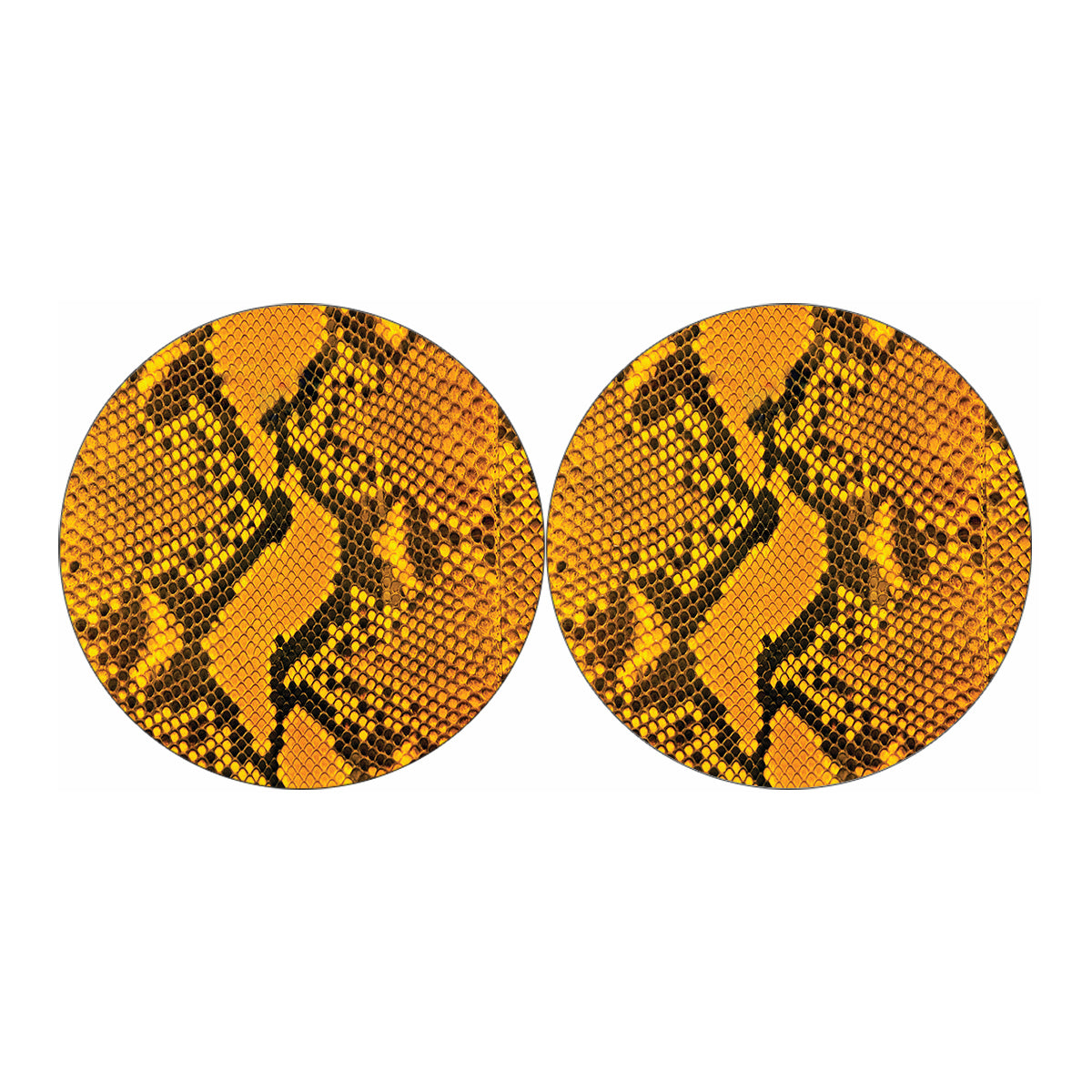 Yellow And Black Snakeskin Print Car Coasters