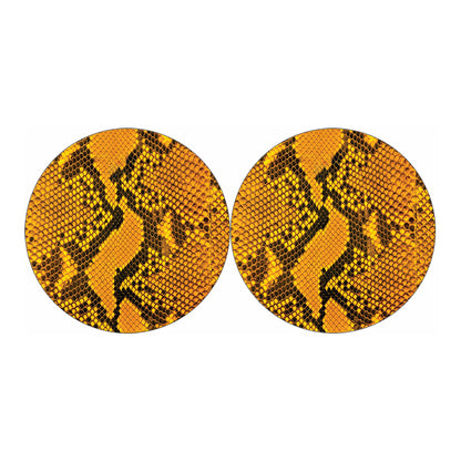 Yellow And Black Snakeskin Print Car Coasters