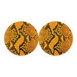 Yellow And Black Snakeskin Print Car Coasters