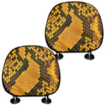 Yellow And Black Snakeskin Print Car Headrest Covers