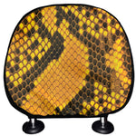 Yellow And Black Snakeskin Print Car Headrest Covers