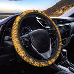 Yellow And Black Snakeskin Print Car Steering Wheel Cover