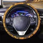 Yellow And Black Snakeskin Print Car Steering Wheel Cover