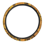 Yellow And Black Snakeskin Print Car Steering Wheel Cover