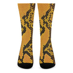Yellow And Black Snakeskin Print Crew Socks