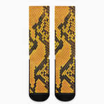 Yellow And Black Snakeskin Print Crew Socks