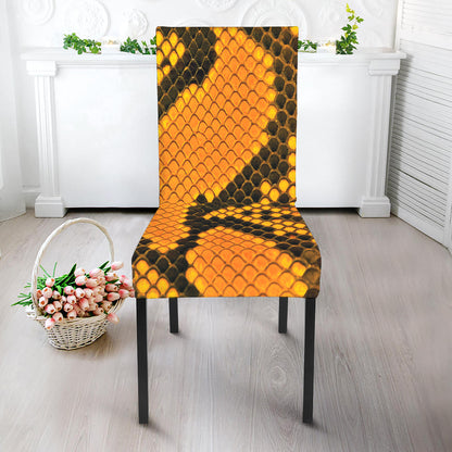 Yellow And Black Snakeskin Print Dining Chair Slipcover