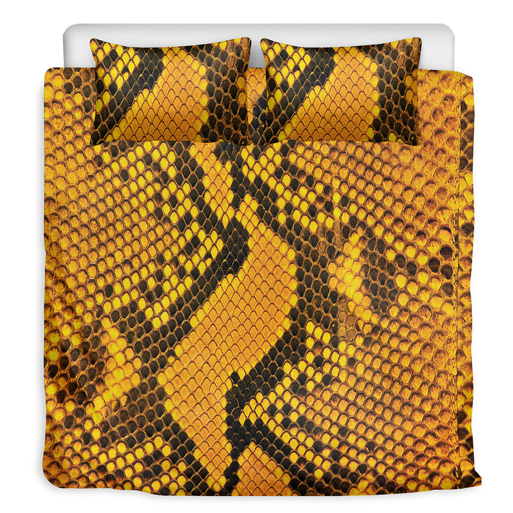 Yellow And Black Snakeskin Print Duvet Cover Bedding Set
