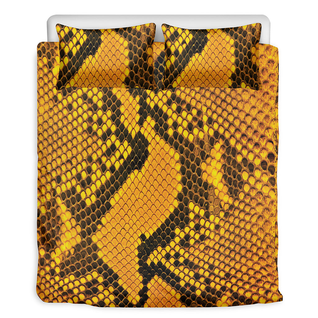 Yellow And Black Snakeskin Print Duvet Cover Bedding Set