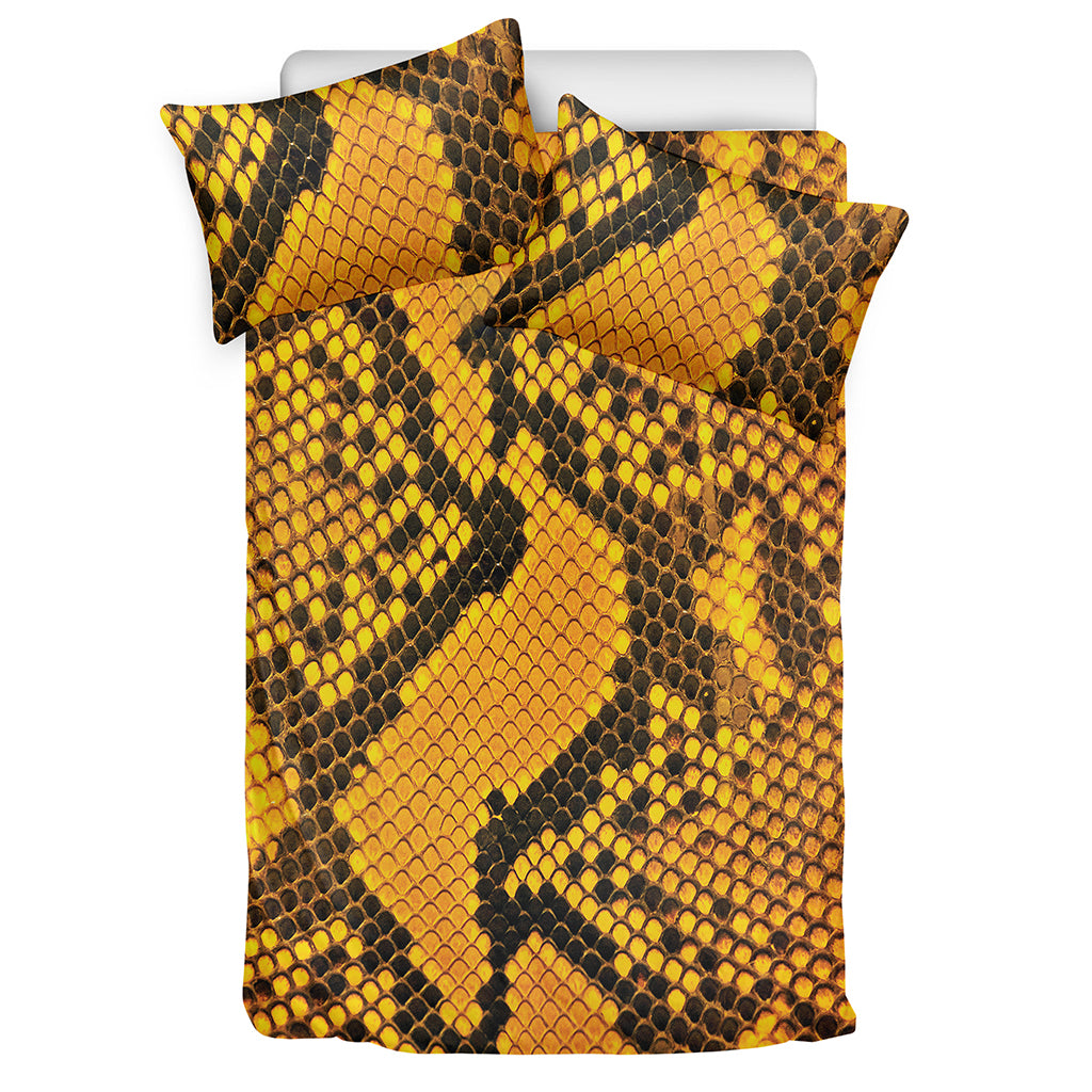 Yellow And Black Snakeskin Print Duvet Cover Bedding Set