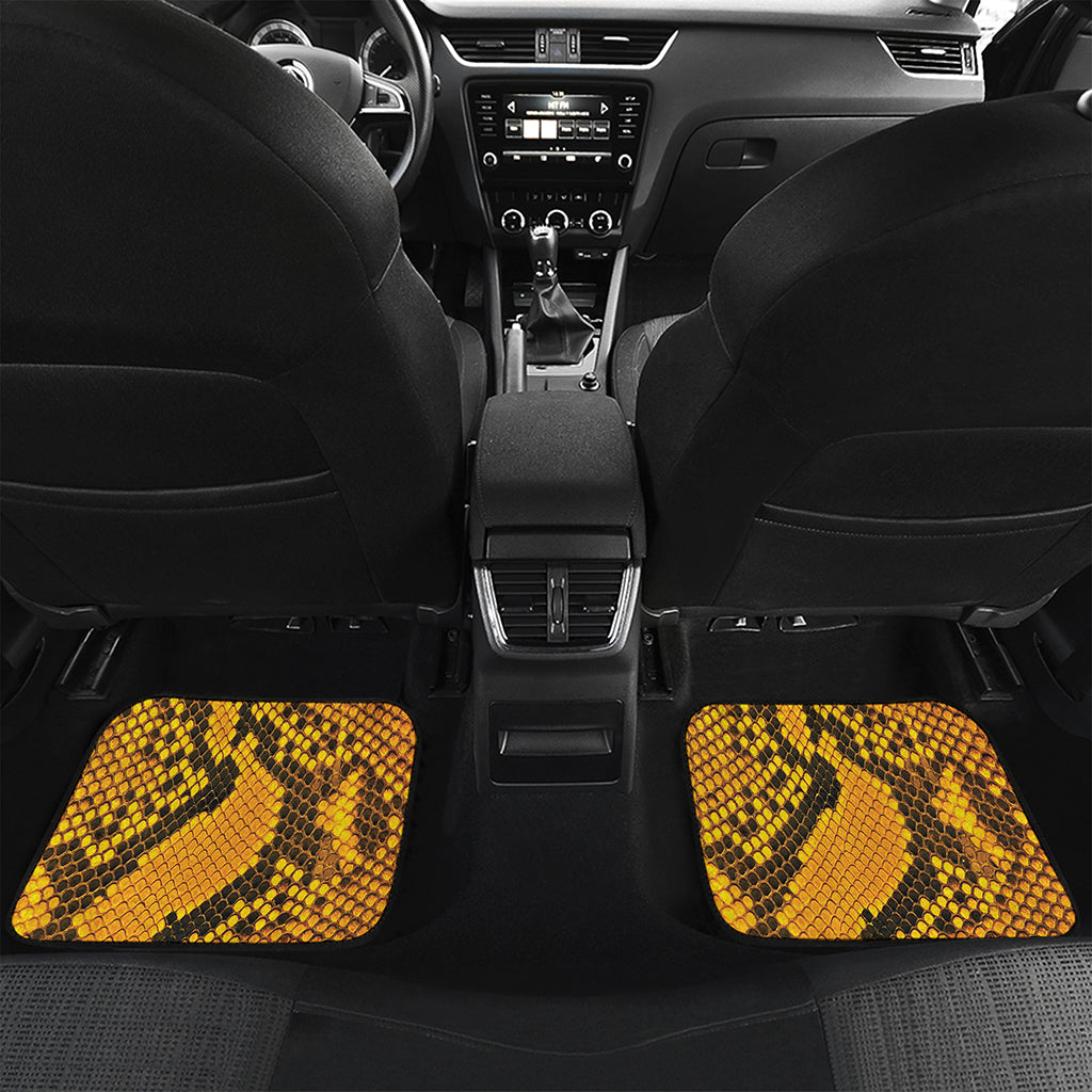 Yellow And Black Snakeskin Print Front and Back Car Floor Mats