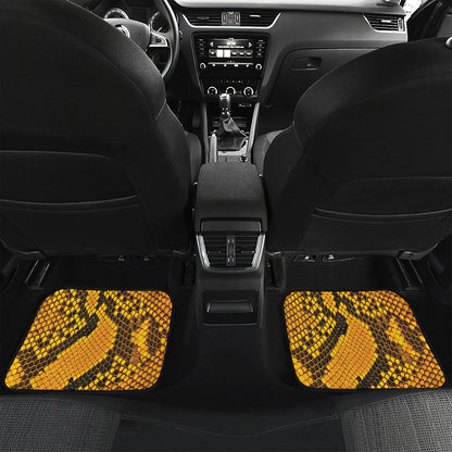 Yellow And Black Snakeskin Print Front and Back Car Floor Mats