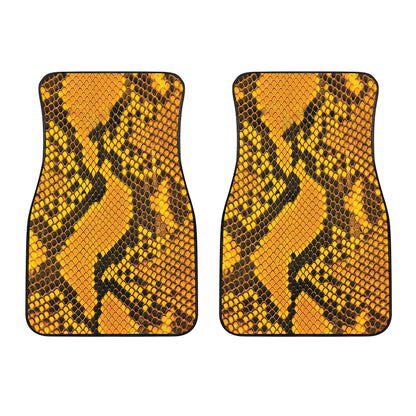 Yellow And Black Snakeskin Print Front Car Floor Mats
