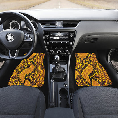 Yellow And Black Snakeskin Print Front Car Floor Mats