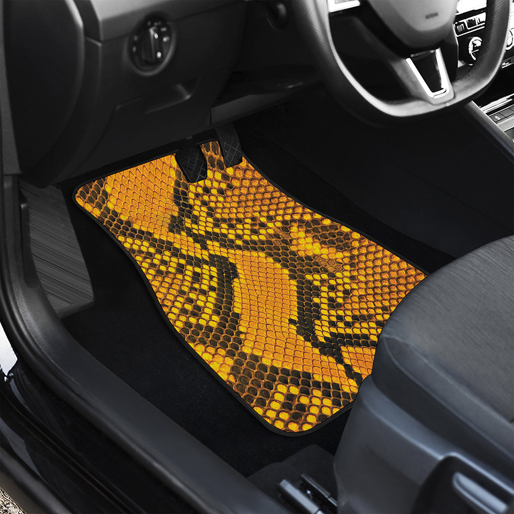 Yellow And Black Snakeskin Print Front Car Floor Mats