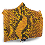 Yellow And Black Snakeskin Print Hooded Blanket