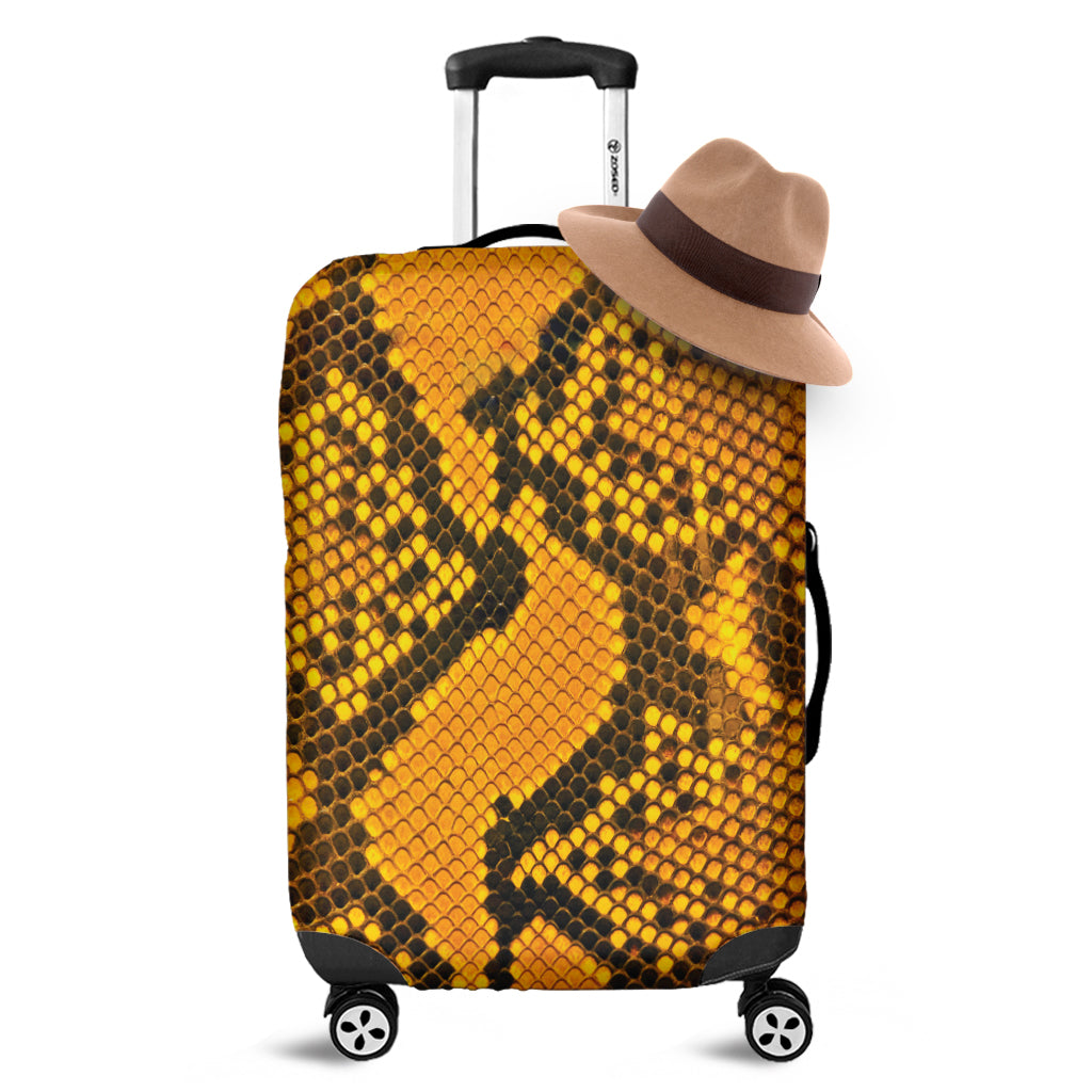 Yellow And Black Snakeskin Print Luggage Cover