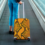 Yellow And Black Snakeskin Print Luggage Cover