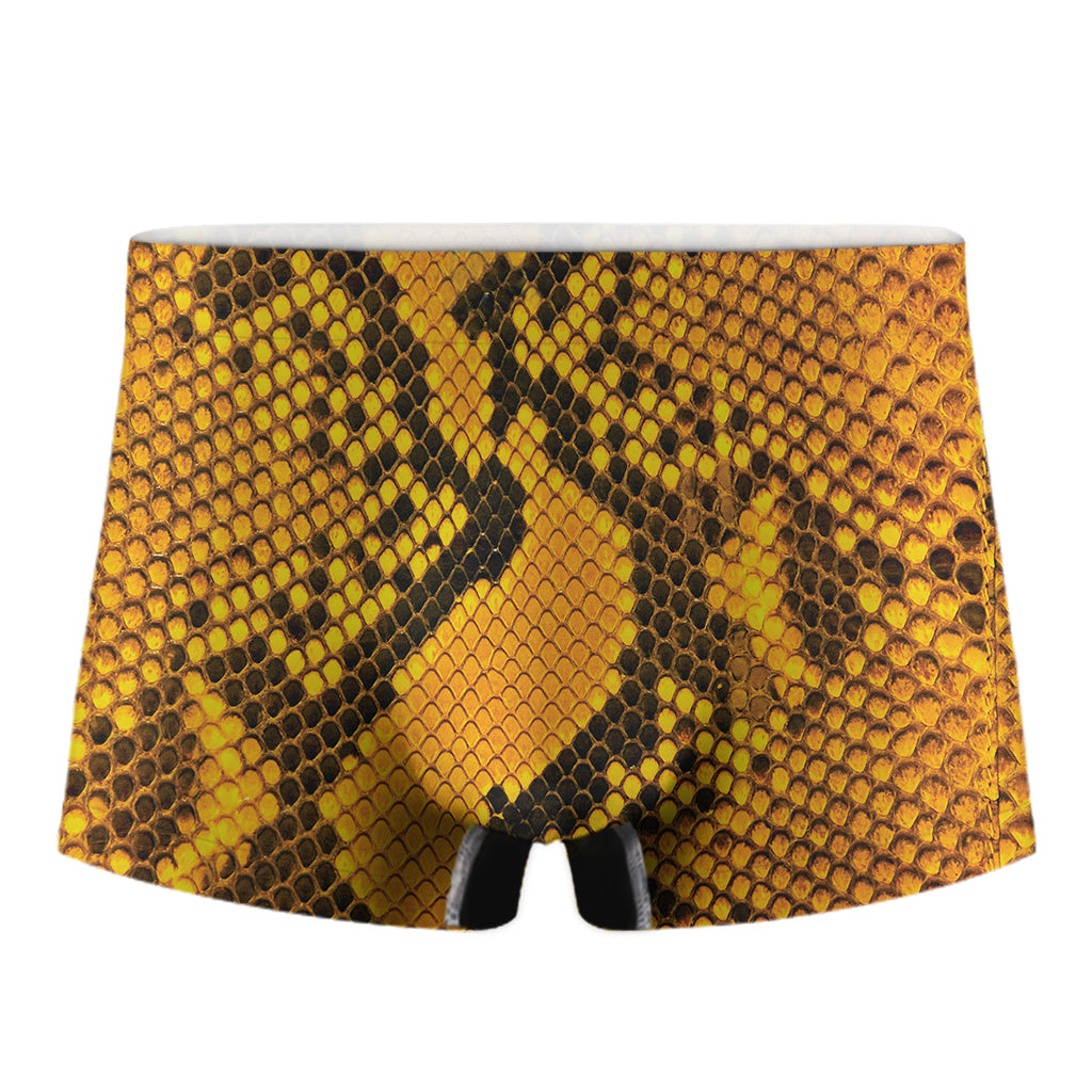 Yellow And Black Snakeskin Print Men's Boxer Briefs