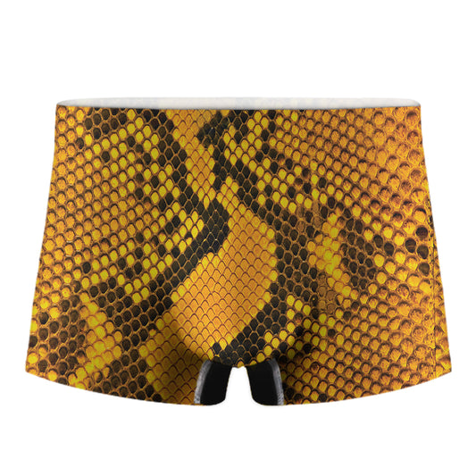 Yellow And Black Snakeskin Print Men's Boxer Briefs