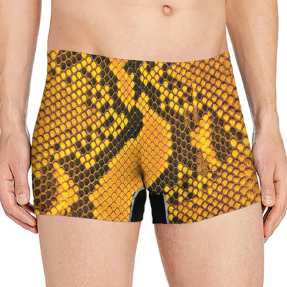 Yellow And Black Snakeskin Print Men's Boxer Briefs