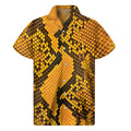 Yellow And Black Snakeskin Print Men's Short Sleeve Shirt