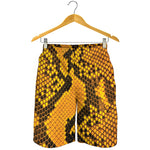 Yellow And Black Snakeskin Print Men's Shorts