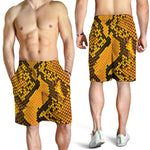 Yellow And Black Snakeskin Print Men's Shorts