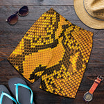 Yellow And Black Snakeskin Print Men's Shorts