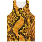 Yellow And Black Snakeskin Print Men's Tank Top