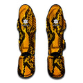 Yellow And Black Snakeskin Print Muay Thai Shin Guards